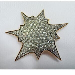 Vintage Jomaz Pavé Rhinestone Supernova Starburst Brooch Pin